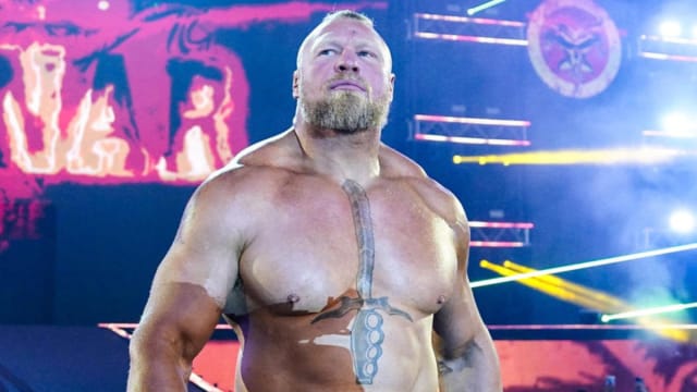 Brock Lesnar makes his entrance for a WWE show.